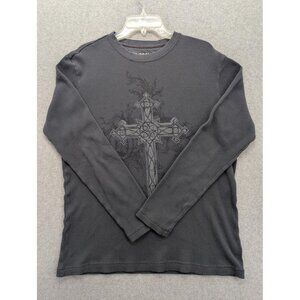 LL COOL J Shirt Mens Extra Large Gray Thermal Waffle Long Sleeve Cross Graphic